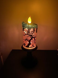 Battery Operated Halloween Snow Globe Spinning Candle Lamp