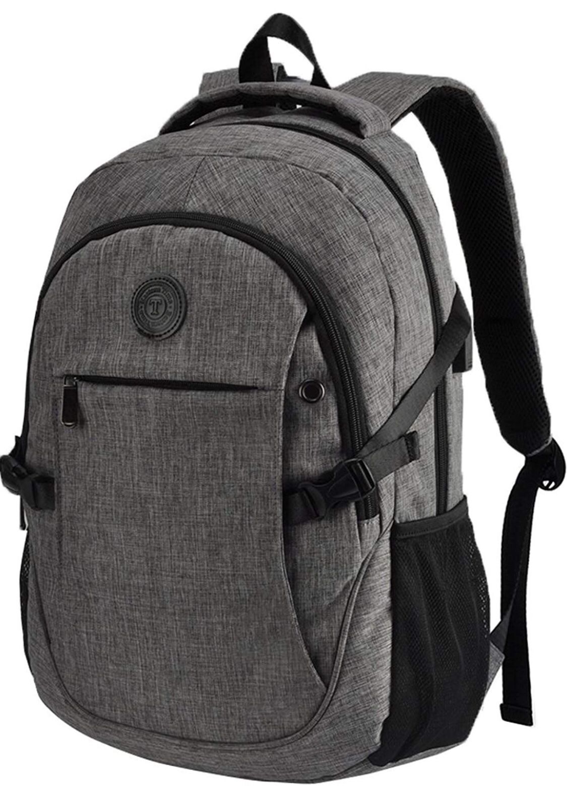 Brand-new Laptop Backpack with USB Charging Headphone Port,15.6 inch Water Resistant Nylon School Backpacks by Eastern Time /2007Lightgrey