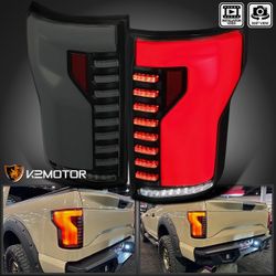 Black/Smoke Fits 2018-2020 Ford F150 Full LED Tail Lights Sequential Signal Lamp
