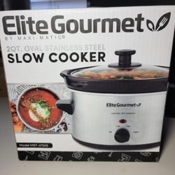Elite Gourmet 2-Quart Oval Stainless Steel Slow Cooker