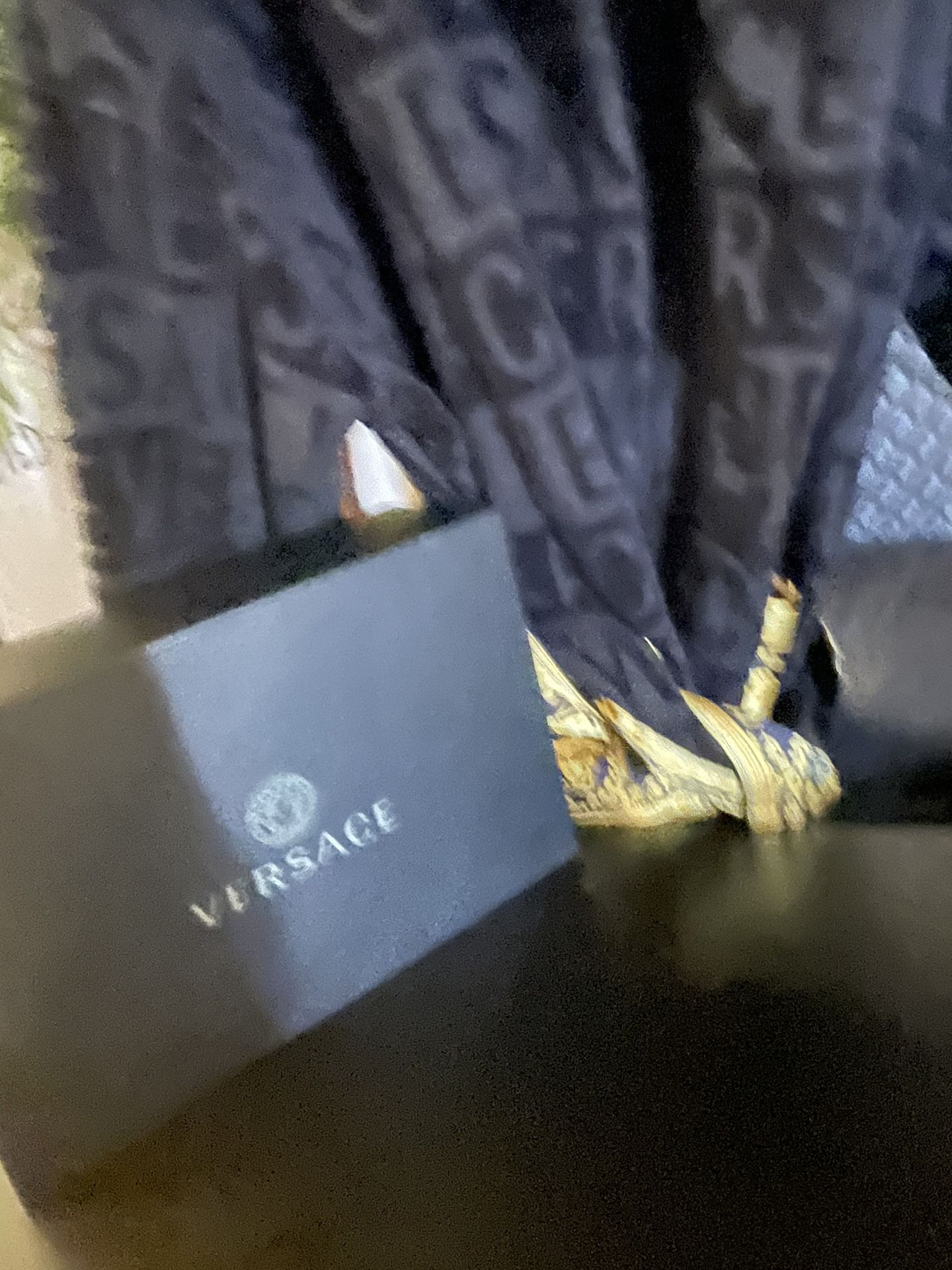  Versace Bathrobe Black & Gold w/Matching Towel Set