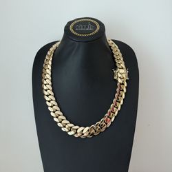 22MM 26" (642 Grams), 14K Yellow Gold over. 999 Silver, Cuban Link Chain