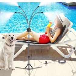 Standing Misters for Outside Patio, Adjustable Height 5.3 FT Stand Misting System for Cooling Outdoor, Portable Water Mister for Mist Playing, Patio C