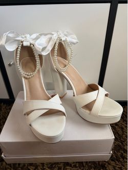 White platform heels
