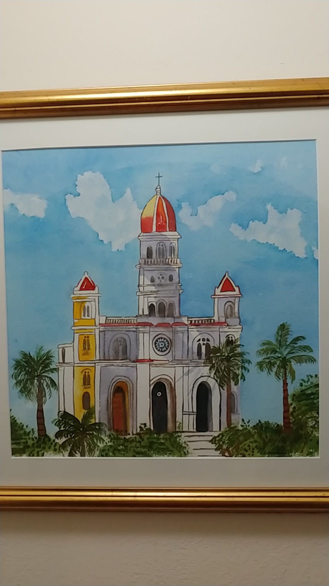 Our Lady of Charity. Santuario Nuestra Senora de La Caridad del Cobre. Original Watercolor painting by Nimia.