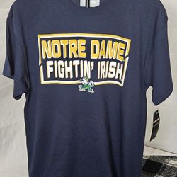 Men's Captivating Notre Dame Fighting Irish Collegiate Stack T-Shirt - Navy Size Large