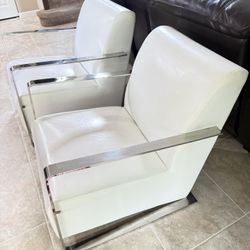 Two White single armchairs