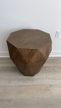 Geometric Accent Side Table – Warm Brown Wood Finish