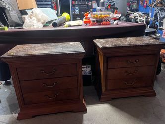 Wood Nightstands with Marble Top