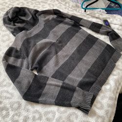 Dark Grey Strip Zip up Hoodie Sweatshirt Jacket