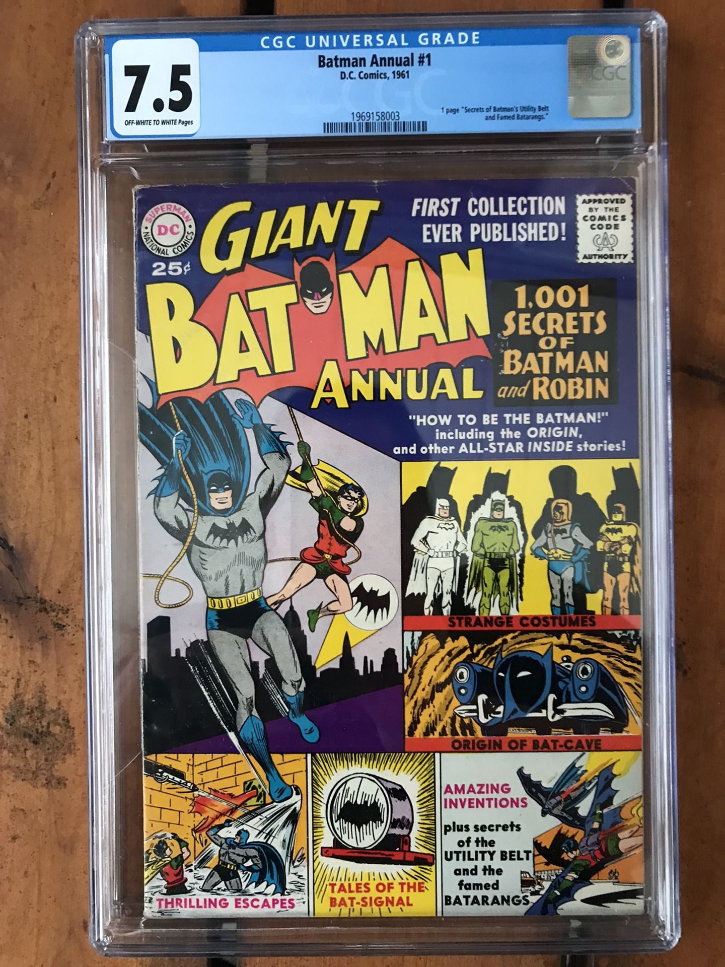 Batman Annual #1 (1961) CGC 7.5 — O/w to White; Secrets of Batman’s Utility Belt