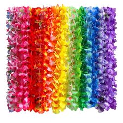 36 Counts Hawaiian Leis Necklace Tropical Luau Hawaii Silk Flower Lei Theme Party Favors Wreaths Headbands Holiday Wedding Beach Birthday Decorations 