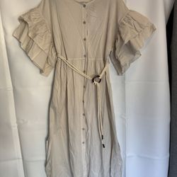Italy Cristina Vergani Cotton Dress Cottagecore Milkmaid Prairie Flutter Sleeve