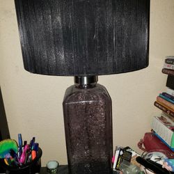 Black Sheer Shade Silver/gray Bottom Lamp