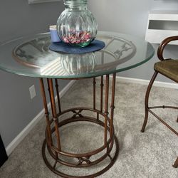 Metal Glass Top Pub Table