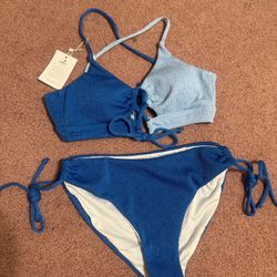 New Medium blue bikini swimsuit bathing suit boho
