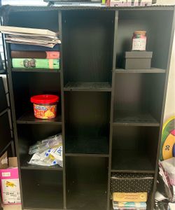 Black Wood Cube Bookshelf Storage Unit