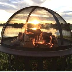 Frontgate Thick 8mm-gauge solid copper LARGE 40"Fire Pit Sturdy Iron Base