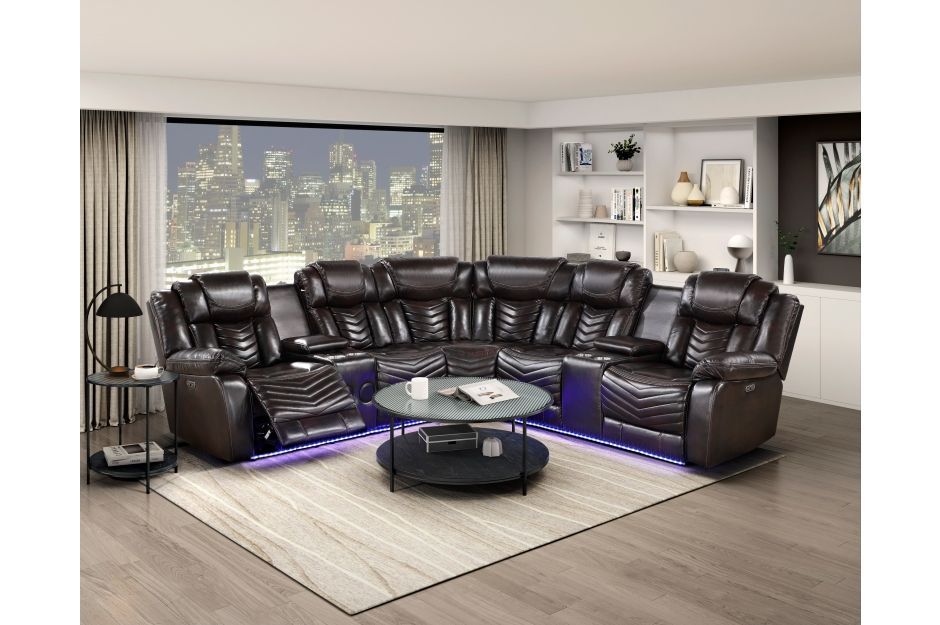 Ramone Power Reclining Sectional w LED Lights & Bluetooth Speakers