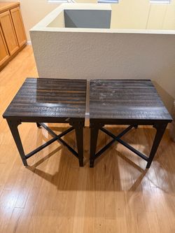 Two Used Brown End Tables