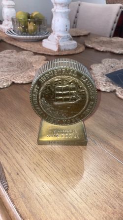 Vintage New York emigrant industrial savings bank metal coin bank