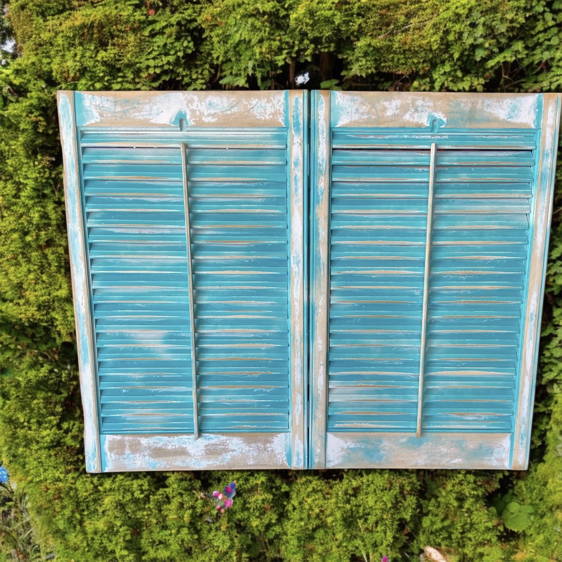 Vintage All Wood Shutters Distressed 26” Hi X 32” Across (opened Flat)