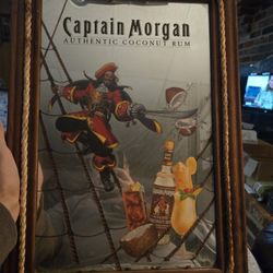 Vintage Captain Morgan Nautical Mirrored Sign 