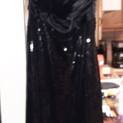 Beautiful Black Sequins And Satin Cocktail Formal Dress. Large