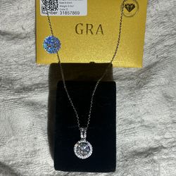 3 carat halo necklace 18-20”