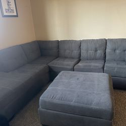 Large Sectional Couch With Pull Out And Ottoman