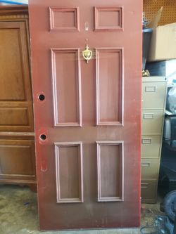 6-Panel Exterior Door with Brass Knocker