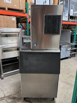 350 LB Ice Machine Hoshizaki KM-320MAH 115V Air Cooled On 500 LB Ice Storage Bin #5032