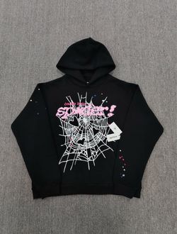 Sp5der PUNK V2 Web Hoodie Black / Pink