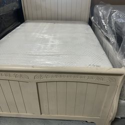 Full size mattress and box spring and bed frame