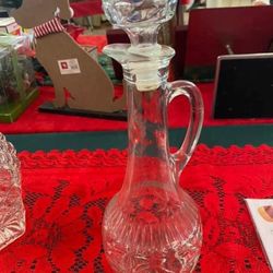 Starburst Glass Whiskey Spirit Jug Decanter with Handle and topper