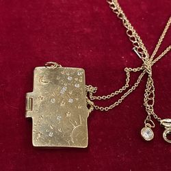 Wish Book Locket 925 Sterling Silver Necklace With Gold Plate