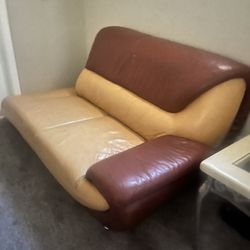 Beautiful Two Tone Leather Chaise Lounge Sofa