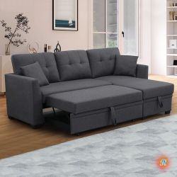 Sleeper Pull Out Sofa Bed Sectional Couch With Reversible Chaise