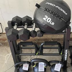 Dumbbells  Kettle Bells  Weight Ball Weight Rack And  Nike Push Up Grips All For $225