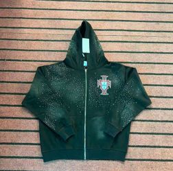 Black valley Rhinestone Zip-Up Hoodie