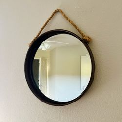 Brown Metal Round Mirror
