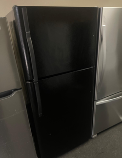Unknown Brand Top Freezer Fridge – Black, Ice Maker, Clean