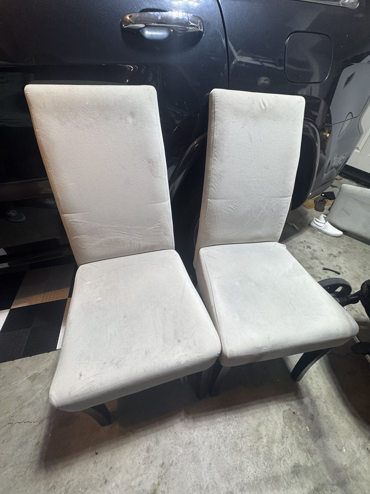 2 Grey Long Back Chairs