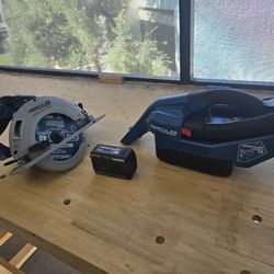 Hercules 18v 7 1/4 Inch Circular Saw Cordless, battery/charger + vacuum