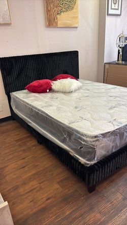 Black queen size bed frame