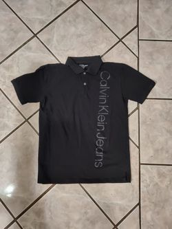 Calvin Klein Jeans Black Polo Shirt - Size LG (14/16)