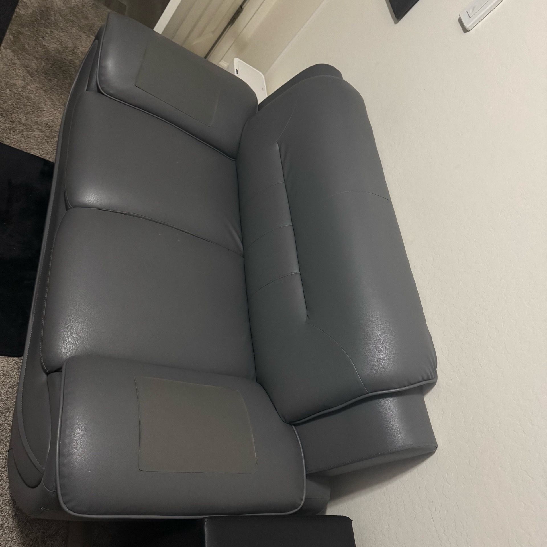Grey leather sofa
