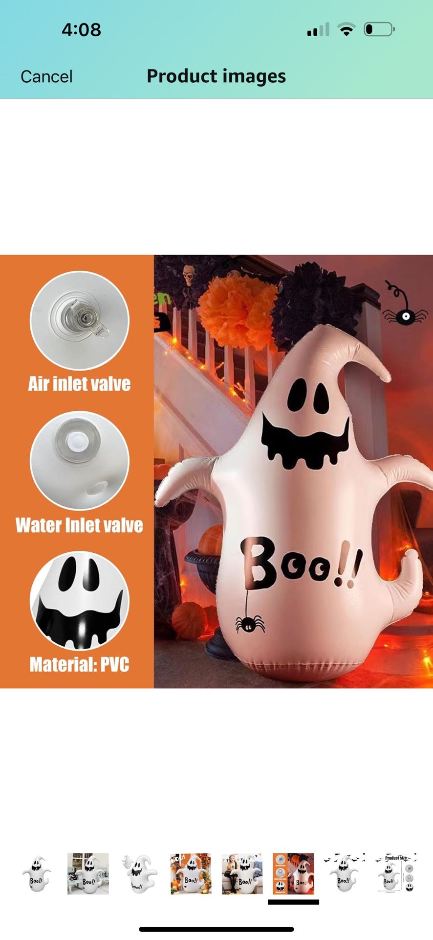 Halloween Inflatables Ghosts Outdoor Decorations 4ft Waterproof PVC Halloween Blow Ups Cute Ghost Boo Halloween Decorations for Holiday Party Yard Gar