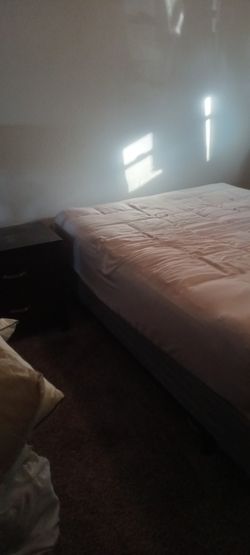 Queen Siz Mattress, Boxsprings, Frame, Dresser And 2 End Tables