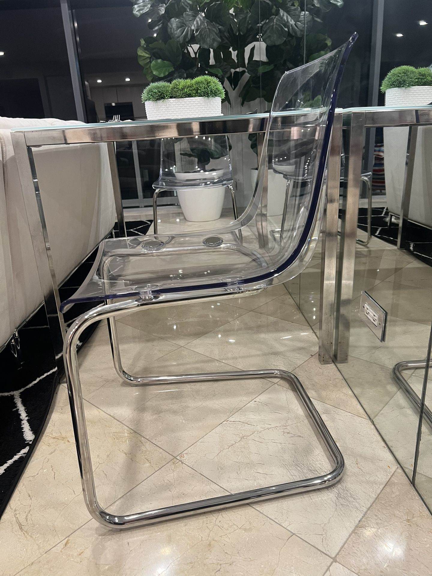 Two Clear Chrome Plated Chairs 